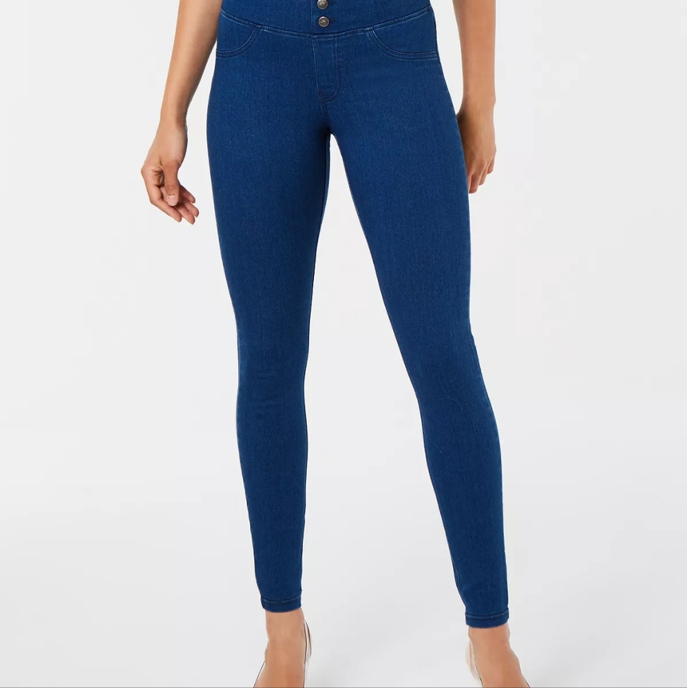 HUE Womens Classic Smooth Denim Skimmer Blackdigo Wash Size XS U20622H- NWT